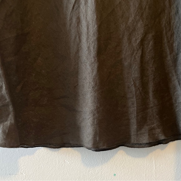 Brooks Brothers Olive Green 100% Bias Cut Linen Midi Skirt Sz Large Lightweight - Picture 5 of 9